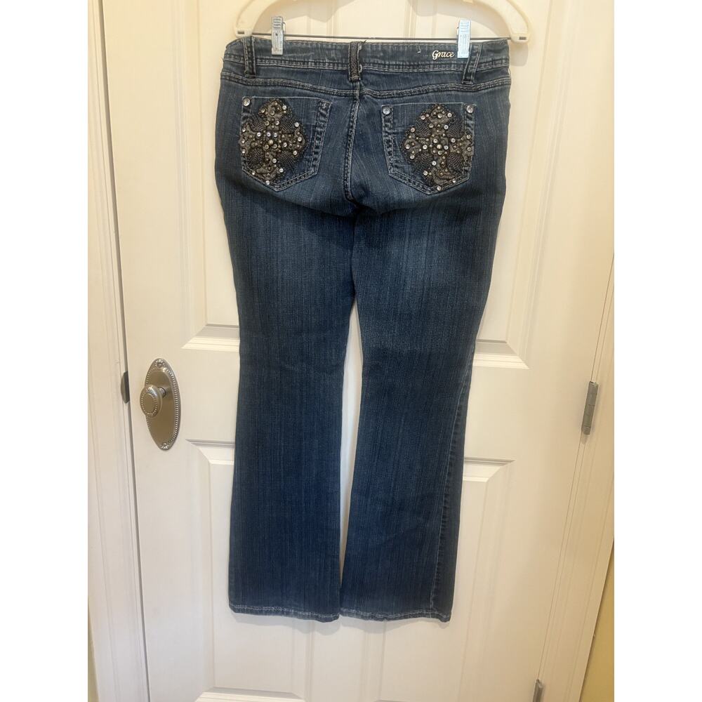 Y2k Grace in LA Jr Bootcut Jeans Size 11 Rhinestone Cross - Picture 6 of 7